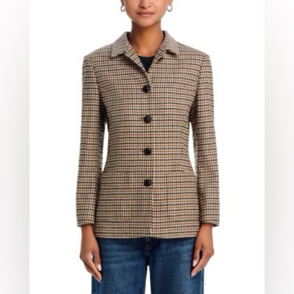 RAG & BONE Drew Houndstooth Blazer Multi Tan Academia NWT - Picture 2 of 13